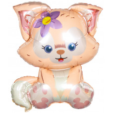 Шар с клапаном (13''/33 см) Мини-фигура, Лисенок с цветком, 1 шт.