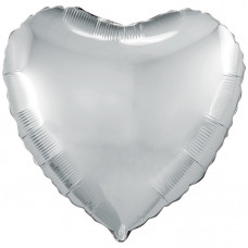 Шар (18\'\'/46 см) Сердце, Серебро, 1 шт.