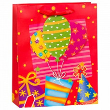 Пакет подарочный Колпачки и шарики, Красный, 26*32*12 см
