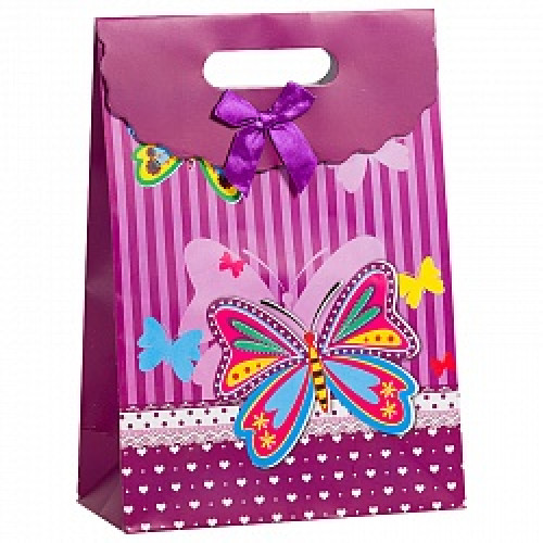 Пакет подарочный Бабочка, Фиолетовый, 23*31*11 см