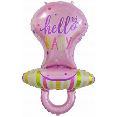 Шар (39''/99 см) Фигура, Соска-пустышка для девочки, Розовый, 1 шт.
