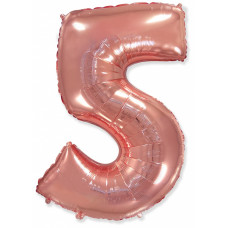 Шар (40''/102 см) Цифра, 5, Розовое Золото, 1 шт.