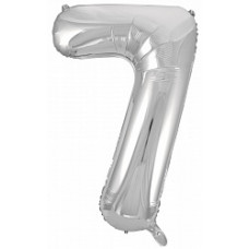 Шар (34\'\'/86 см) Цифра, 7, Серебро, 1 шт. в упак.