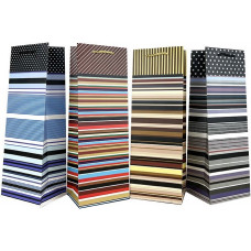 Пакет подарочный для вина, Стильные полоски, Микс дизайнов, Ассорти, 36*13*9 см, 1 шт.