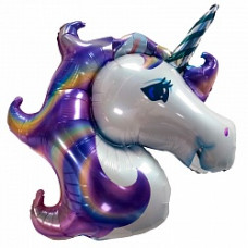 Шар (44''/112 см) Фигура, Голова Единорога, Фиолетовый, 1 шт.