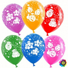 Воздушный Шар (12''/30 см) Смайл ученик, Ассорти, лайт, пастель, 5 ст, 100 шт.