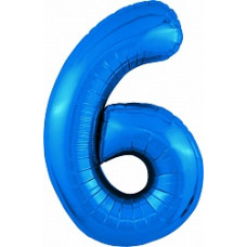 Шар (40''/102 см) Цифра, 6 Slim, Синий, 1 шт. в упак.